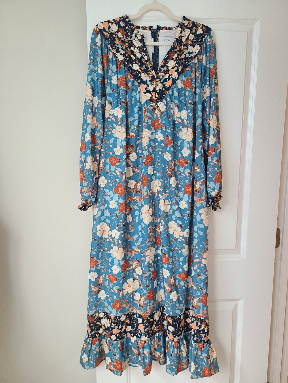 Greylin Kenzie Floral Ruffle Hem Maxi Dress